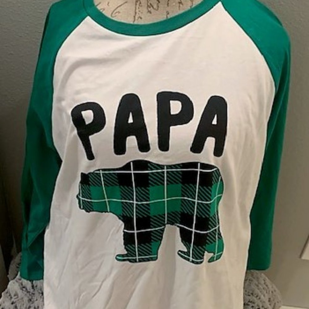 Green plaid Mens Pajamas- PAPA BEAR 2XL  set